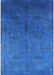 Machine Washable Industrial Modern Neon Blue Rug, wshurb2699