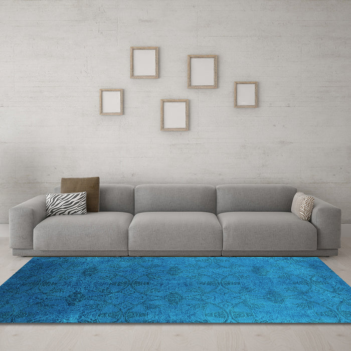 Machine Washable Persian Turquoise Bohemian Area Rugs in a Living Room,, wshurb2699turq