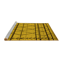 Sideview of Machine Washable Solid Yellow Modern Rug, wshurb2700yw