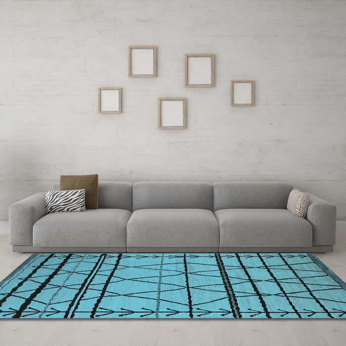 Machine Washable Solid Light Blue Modern Rug in a Living Room, wshurb2700lblu