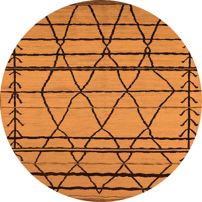 Round Machine Washable Solid Orange Modern Area Rugs, wshurb2700org