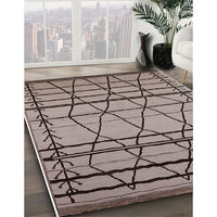 Mid-Century Modern Khaki Rose Pink Solid Rug, urb2700