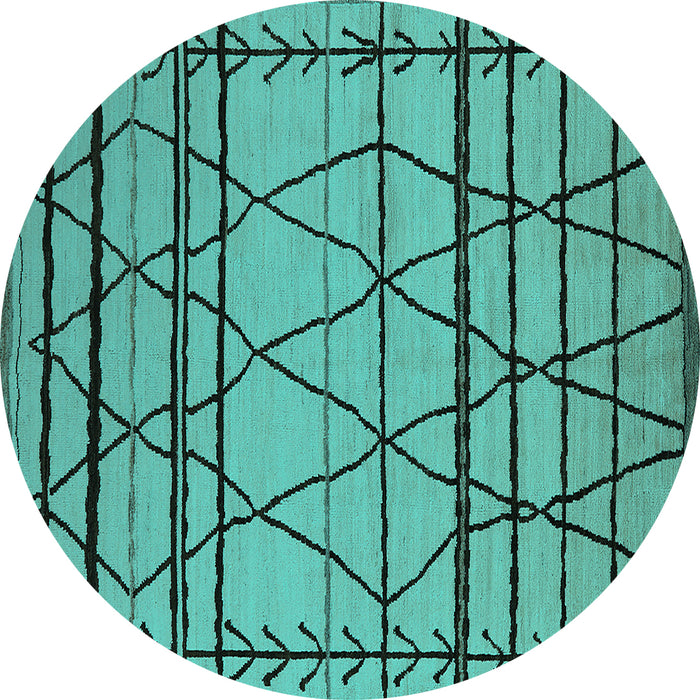 Round Machine Washable Solid Turquoise Modern Area Rugs, wshurb2700turq
