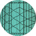 Round Machine Washable Solid Turquoise Modern Area Rugs, wshurb2700turq