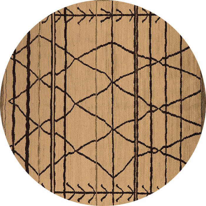 Round Machine Washable Solid Brown Modern Rug, wshurb2700brn