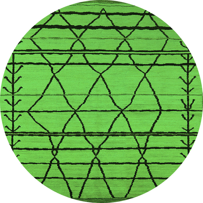 Round Machine Washable Solid Green Modern Area Rugs, wshurb2700grn