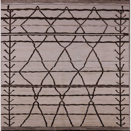 Square Mid-Century Modern Khaki Rose Pink Solid Rug, urb2700