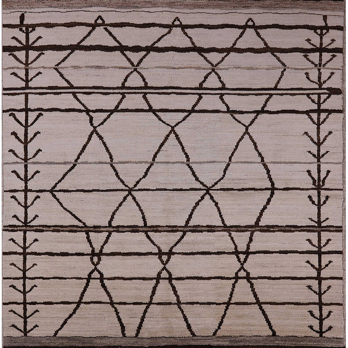 Square Mid-Century Modern Khaki Rose Pink Solid Rug, urb2700