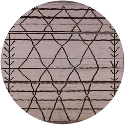Round Mid-Century Modern Khaki Rose Pink Solid Rug, urb2700