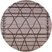 Round Mid-Century Modern Khaki Rose Pink Solid Rug, urb2700