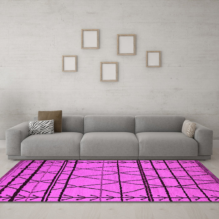 Machine Washable Solid Pink Modern Rug in a Living Room, wshurb2700pnk