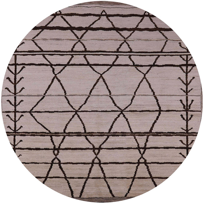 Round Machine Washable Industrial Modern Khaki Rose Pink Rug, wshurb2700