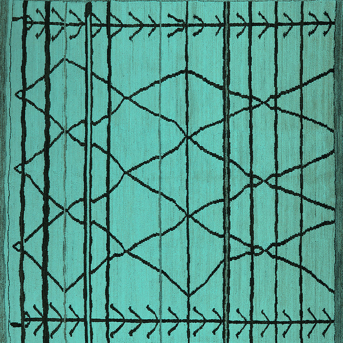 Square Machine Washable Solid Turquoise Modern Area Rugs, wshurb2700turq