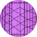 Round Machine Washable Solid Purple Modern Area Rugs, wshurb2700pur