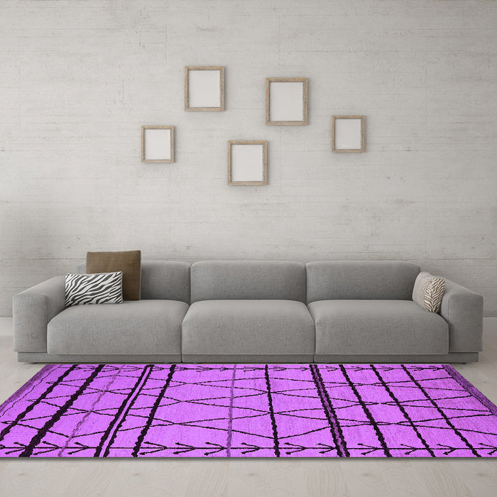 Machine Washable Solid Purple Modern Area Rugs in a Living Room, wshurb2700pur
