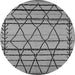 Round Machine Washable Solid Gray Modern Rug, wshurb2700gry