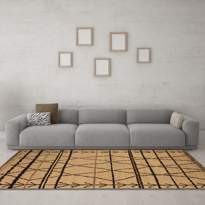 Machine Washable Solid Brown Modern Rug in a Living Room,, wshurb2700brn