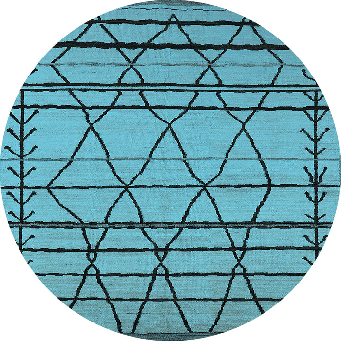 Round Solid Light Blue Modern Rug, urb2700lblu