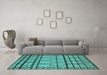 Machine Washable Solid Turquoise Modern Area Rugs in a Living Room,, wshurb2700turq