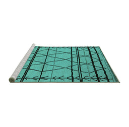 Sideview of Machine Washable Solid Turquoise Modern Area Rugs, wshurb2700turq