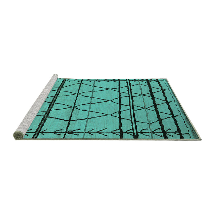 Sideview of Machine Washable Solid Turquoise Modern Area Rugs, wshurb2700turq