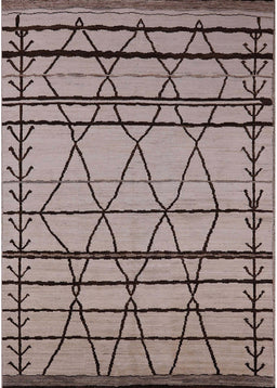 Mid-Century Modern Khaki Rose Pink Solid Rug, urb2700