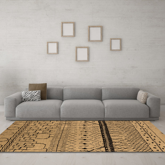 Machine Washable Solid Brown Modern Rug in a Living Room,, wshurb2701brn