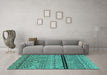 Machine Washable Solid Turquoise Modern Area Rugs in a Living Room,, wshurb2701turq