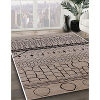 Mid-Century Modern Khaki Rose Pink Solid Rug, urb2701