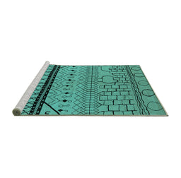 Sideview of Machine Washable Solid Turquoise Modern Area Rugs, wshurb2701turq