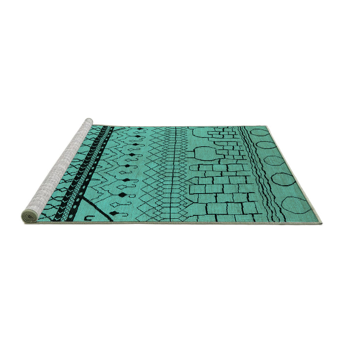 Sideview of Machine Washable Solid Turquoise Modern Area Rugs, wshurb2701turq