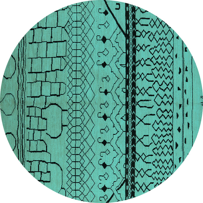 Round Machine Washable Solid Turquoise Modern Area Rugs, wshurb2701turq