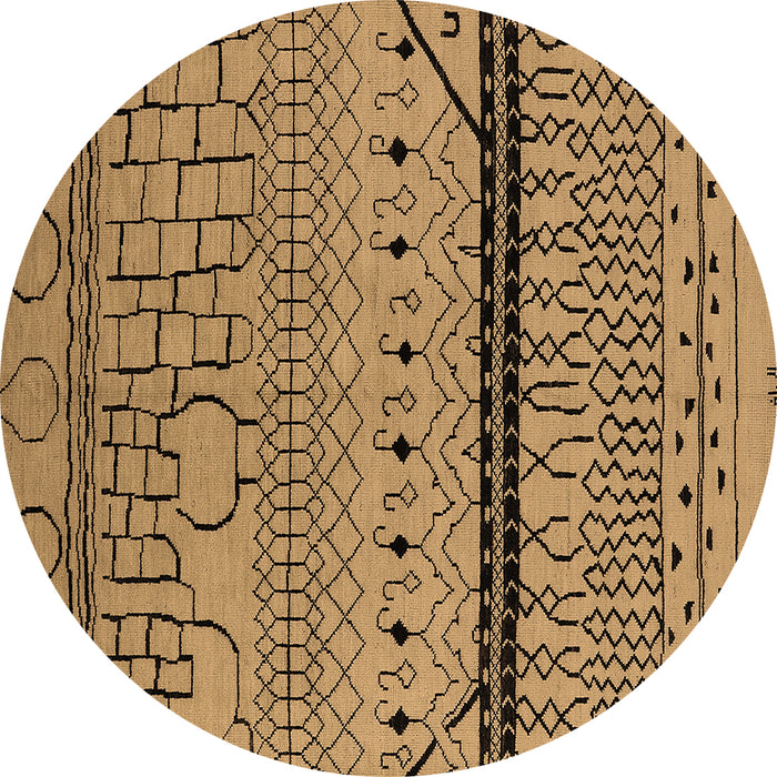 Round Machine Washable Solid Brown Modern Rug, wshurb2701brn