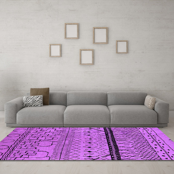 Machine Washable Solid Purple Modern Area Rugs in a Living Room, wshurb2701pur
