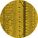 Round Machine Washable Solid Yellow Modern Rug, wshurb2701yw