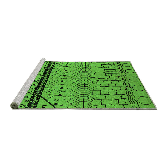 Sideview of Machine Washable Solid Green Modern Area Rugs, wshurb2701grn