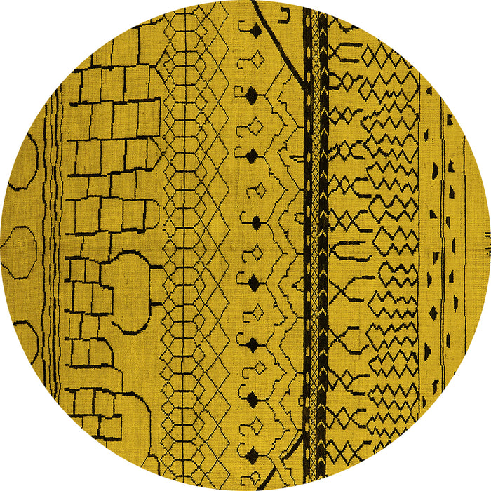 Round Solid Yellow Modern Rug, urb2701yw