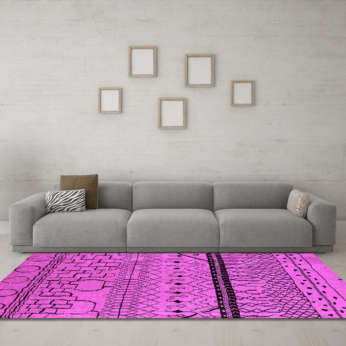 Machine Washable Solid Pink Modern Rug in a Living Room, wshurb2701pnk