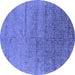 Round Oriental Blue Industrial Rug, urb2702blu