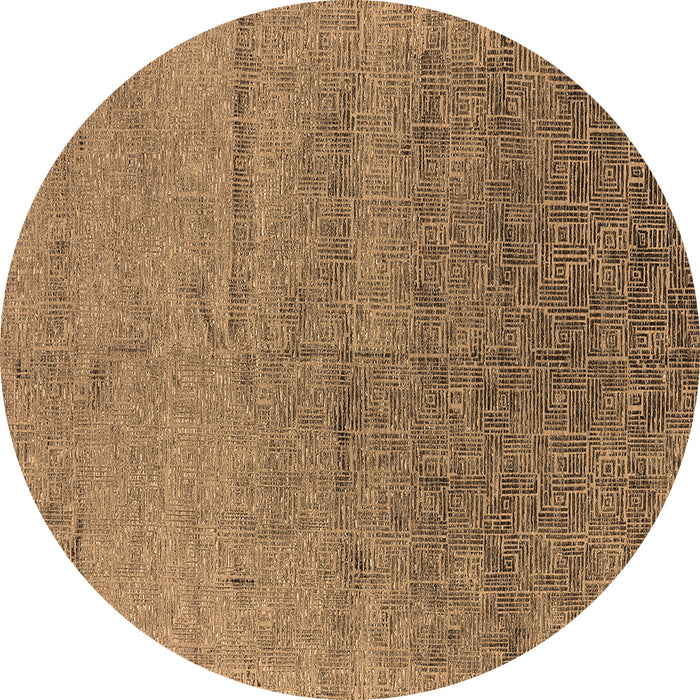 Round Oriental Brown Industrial Rug, urb2702brn