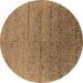 Round Oriental Brown Industrial Rug, urb2702brn