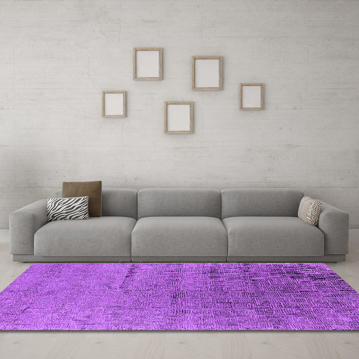 Machine Washable Oriental Purple Industrial Area Rugs in a Living Room, wshurb2702pur