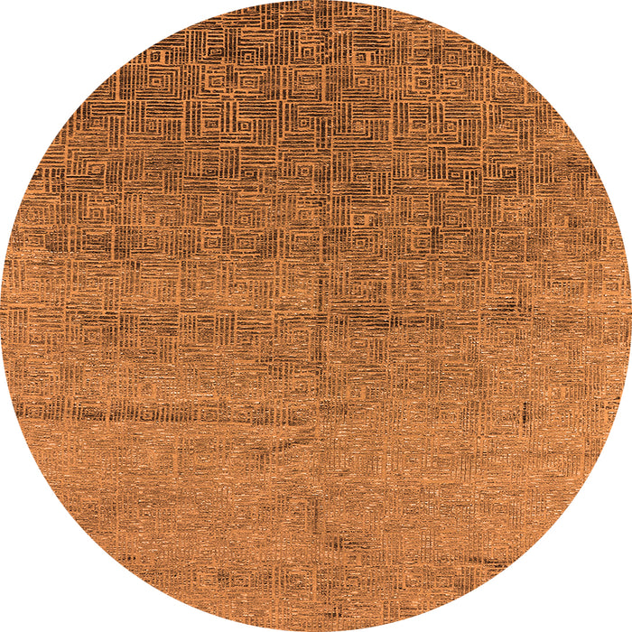 Round Machine Washable Oriental Orange Industrial Area Rugs, wshurb2702org