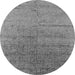 Round Machine Washable Oriental Gray Industrial Rug, wshurb2702gry