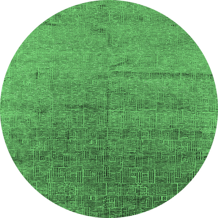 Round Oriental Emerald Green Industrial Rug, urb2702emgrn