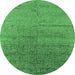 Round Oriental Emerald Green Industrial Rug, urb2702emgrn