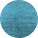 Round Oriental Light Blue Industrial Rug, urb2702lblu