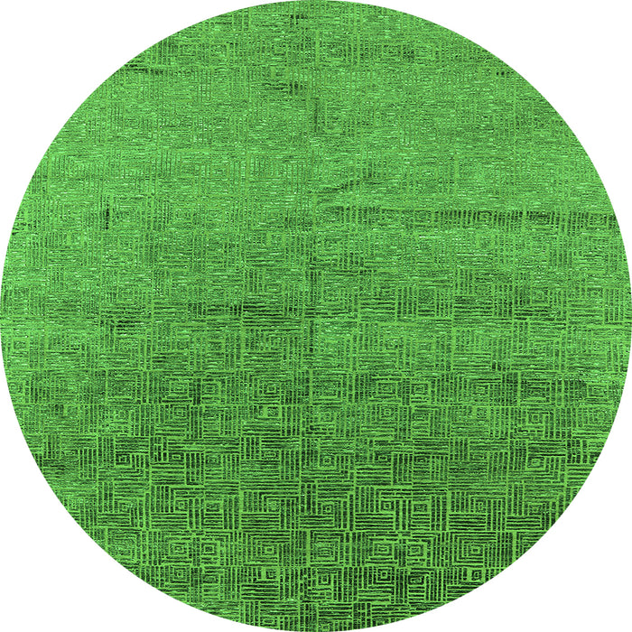 Round Machine Washable Oriental Green Industrial Area Rugs, wshurb2702grn