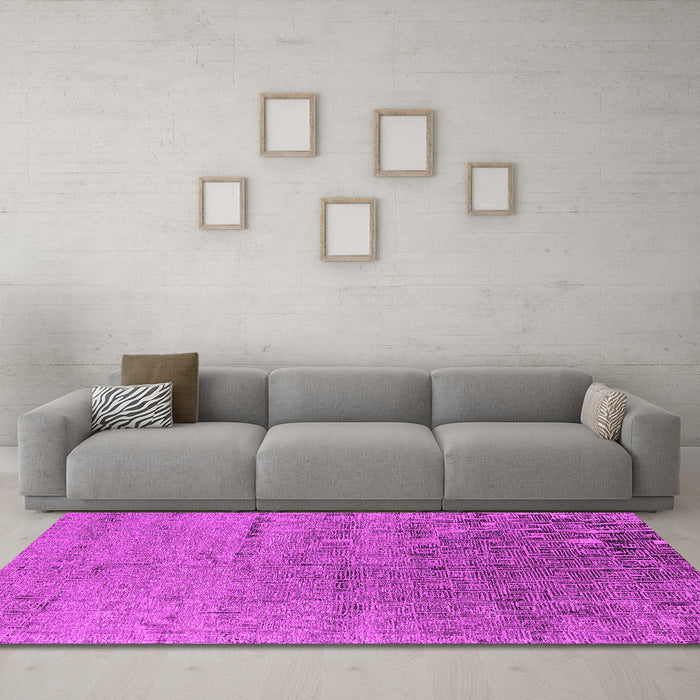 Machine Washable Oriental Pink Industrial Rug in a Living Room, wshurb2702pnk