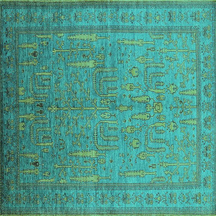 Square Oriental Turquoise Industrial Rug, urb2703turq